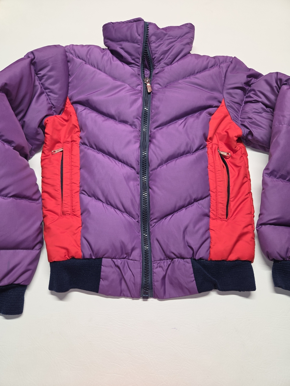 Vintage North Face 80s Chevron Down Jacket Gorpcore Puffer Purple Red